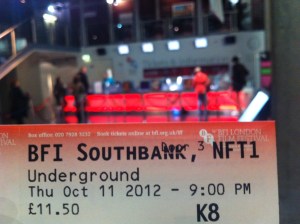 Ticket from the Underground Screening at the British Film Institute Festival
